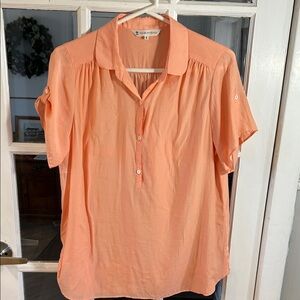 H51.    Lightweight Peach Button-Front Women's Top
